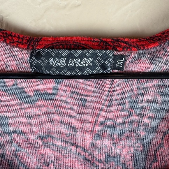 2 Ice Silk Dresses Red Black Handkerchief Bandana Print & Gray Floral 1X Bundle - Picture 4 of 16